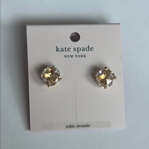 NWT Kate Spade Sparkling Gold/Clear Cubic Zirconia Earrings - Picture 2 of 4